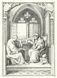 Martin Luther leser fra Bibelen for Johannes, kurfyrst av Sachsen (gravering) av Gustav Ferdinand Leopold Konig