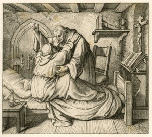 Martin Luther får trøst av en gammel munk, fordi han var utmattet av kropp og menneskesinn av Gustav Ferdinand Leopold Konig