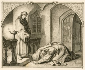 Martin Luther sammen med røveren Hans Kohlhase (1500-1540) av Gustav Ferdinand Leopold Konig