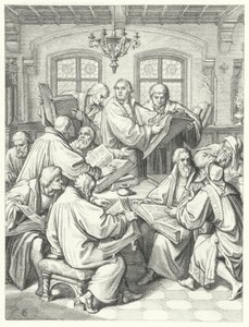 Martin Luther oversetter bibelen til tysk (gravering) av Gustav Ferdinand Leopold Konig
