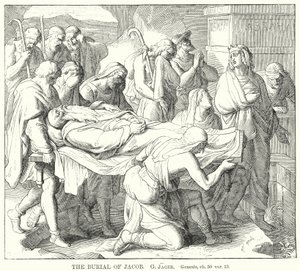 The Burial of Jacob, 1. Mosebok, kap 50, ver 13 (gravering) av Gustav Jager