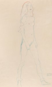 En naken ung jente, ca. 1917. av Gustav Klimt