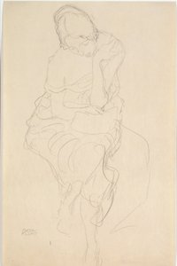 Sett forfra av personen som sitter på en krakk av Gustav Klimt