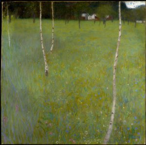 Våningshus med bjørker (unge bjørker) av Gustav Klimt