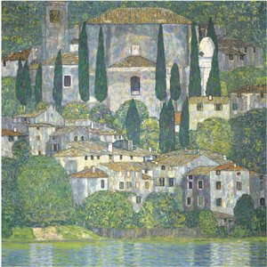Kirke i Cassone (landskap med sypresser) av Gustav Klimt