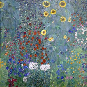 Hyttehage med solblomster av Gustav Klimt