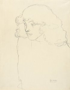 Halvlengde Portrait of a Girl i trekvart profil, 1913 av Gustav Klimt
