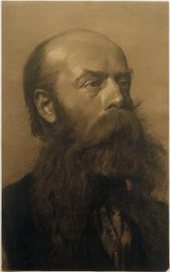 Skjeggmannshode i trekvart profil til høyre av Gustav Klimt