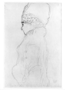 Dame med en høy hatt, ca. 1917, av Gustav Klimt