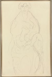 Sittende kvinne forfra, ca. 1917-18 av Gustav Klimt