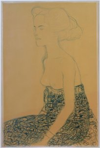 Sitter halvakt til venstre av Gustav Klimt