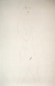 Stående naken (blyant på papir) av Gustav Klimt