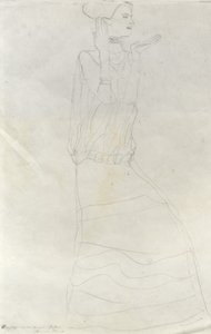 Stående kvinne med løftede hender av Gustav Klimt
