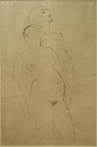 Stående elskere (studie for Adam og Eva) av Gustav Klimt