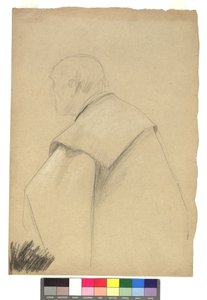 Studie av en gammel mann i kappe av Gustav Klimt