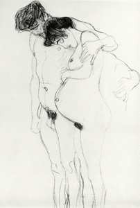 Studie til #39;Hoffnung I#39; (Håp I) 1903–04 (kritt på papir) (s/h-foto) av Gustav Klimt