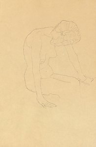 Studie av en naken kvinne, ca. 1908-1909 av Gustav Klimt