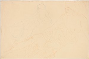To studier av en liggende kvinne, 1913 av Gustav Klimt
