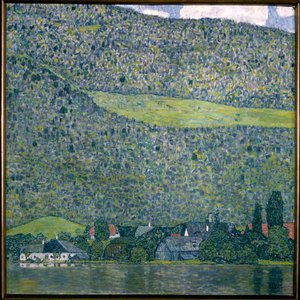 Utsikt over et Chateau Unterach ved Attersee-sjøen, 1915 av Gustav Klimt