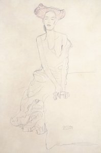 Ung kvinne, støtter seg selv med hendene av Gustav Klimt