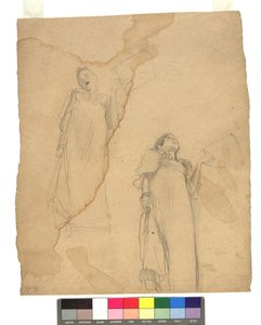Zwei Studien zu Sängerinnen in Untersicht av Gustav Klimt