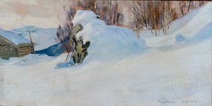Vinterlandskap (olje på lerret)