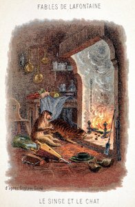Fables de La Fontaine: Apen og katten, etter Gustave Doré. av Gustave (after) Dore