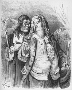 les medecins - Doctors - fra 'Fables' av Jean de La Fontaine (Lafontaine) (1621-95) - gravering etter Gustave Dore (1832-83) - Privat samling av Gustave (after) Dore