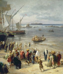 Jaffa, rekruttering av tyrkiske soldater i Palestina, 1888 (høyre detalj av 226323)