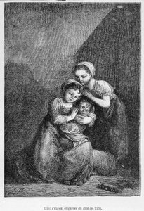 Cosette et son amie et le chat - in “” Les Misérables”” by Victor Hugo, ill. by Brion, ed. Hetzel and Lacroix av Gustave Brion