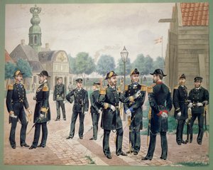 Offiserer for den danske marinen ved Akademiet. Akvarell av Gustav Brock av Gustave Brock