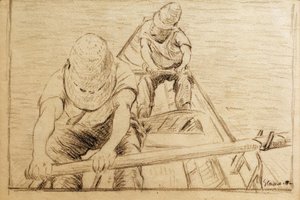 Kanopadlere ror på Yerres av Gustave Caillebotte