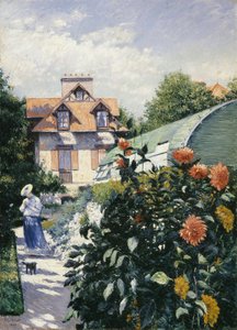 Dahliaer, hage ved Petit Gennevilliers - Gustave Caillebotte (1848-1894). olje på lerret av Gustave Caillebotte