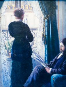 Interiør, kvinne ved vinduet, ca. 1880 (olje på lerret) av Gustave Caillebotte