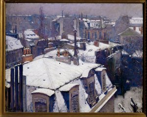 Snø på tak (maleri på lerret) av Gustave Caillebotte