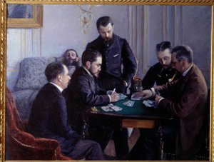 Den besigue delen. Maleri av Gustave Caillebotte (1848-1894) av Gustave Caillebotte