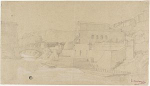 Italiensk by ved en elv av Gustave Clarence Rodolphe Boulanger