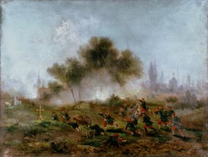 Paris Commune: angrep på en kirkegård av vanlige tropper og fangst av barrikadene i mai 1871, 1871 av Gustave Clarence Rodolphe Boulanger