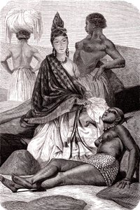 Signare, de mulatt-franske afrikanske kvinnene på øya Goree, Senegal. 1861 (gravering)