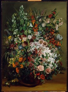 Bukett blomster i en vase av Gustave Courbet