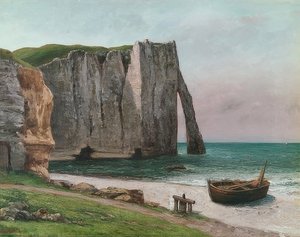 Felsen von Etretat (Klippen ved Étretat). Um 1869 av Gustave Courbet