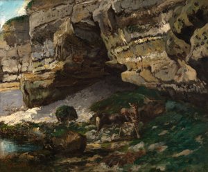 Steinete landskap med hjort av Gustave Courbet