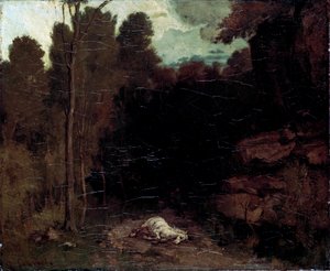 Landskap med en død hest, 1850-tallet. av Gustave Courbet
