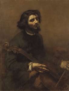 Cellisten (selvportrett) - Cellisten (Selvportrett), av Courbet, Gustave (1819-1877). olje på lerret av Gustave Courbet