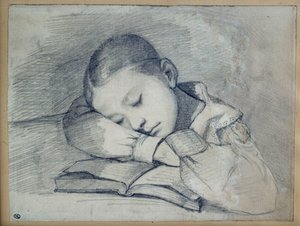 Portrett av Juliette Courbet som sover. Tegning ved blygruven av Gustave Courbet (1819-1877). 1841. Dim. 0,20 x 0,26. Paris, Musee d'Orsay av Gustave Courbet