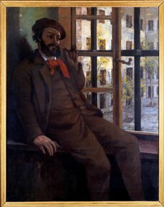 Selvportrett som Saint Pelagai (Olje på Channus av Gustave Courbet