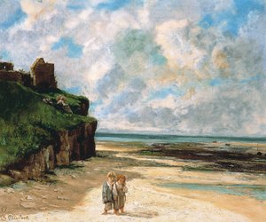 Stranden ved Saint-Aubin-sur-Mer av Gustave Courbet
