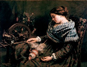 The Sleeping Spinner-maleriet av Gustave Courbet (1819-1877) 1853 Dim. 91x115 cm Montpellier, Musee Fabre av Gustave Courbet