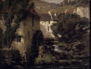 Vannmølle (olje på lerret) av Gustave Courbet