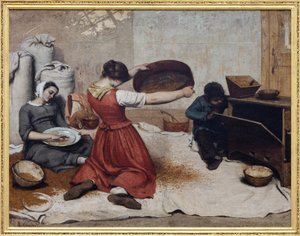Wheat Screeners, oljemaleri på lerret av Gustave Courbet (1819-1877). Fotografi, KIM Youngtae, Nantes, Musee des Beaux Art de Nantes. av Gustave Courbet